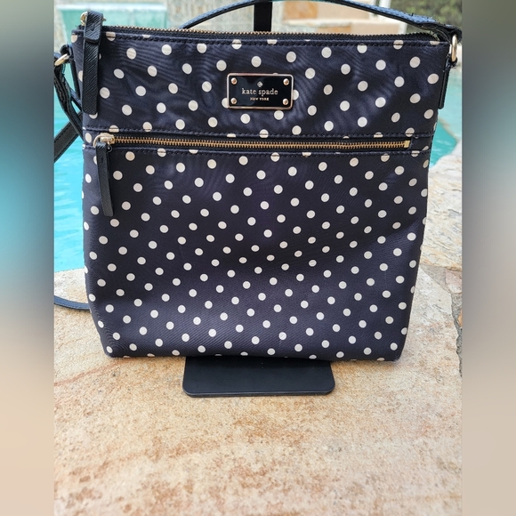 Kate Spade Black And White Polka Dot Nylon Crossbody Bag - Picture 12 of 16